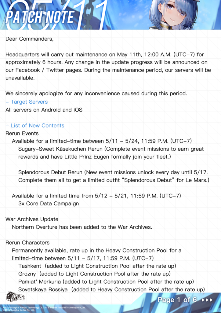 Maintenance Notice – 5/11, 12 A.M (UTC-7)
